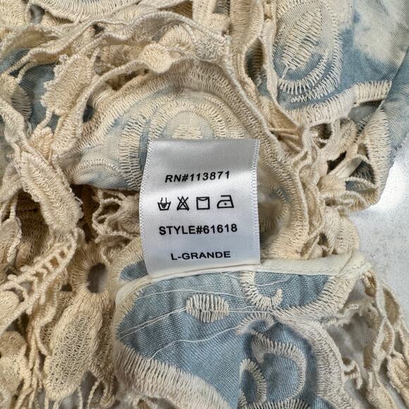 Boho Fringe Lace Tank Women's Large Festival Coachella Concert Country Cottage - Picture 12 of 14